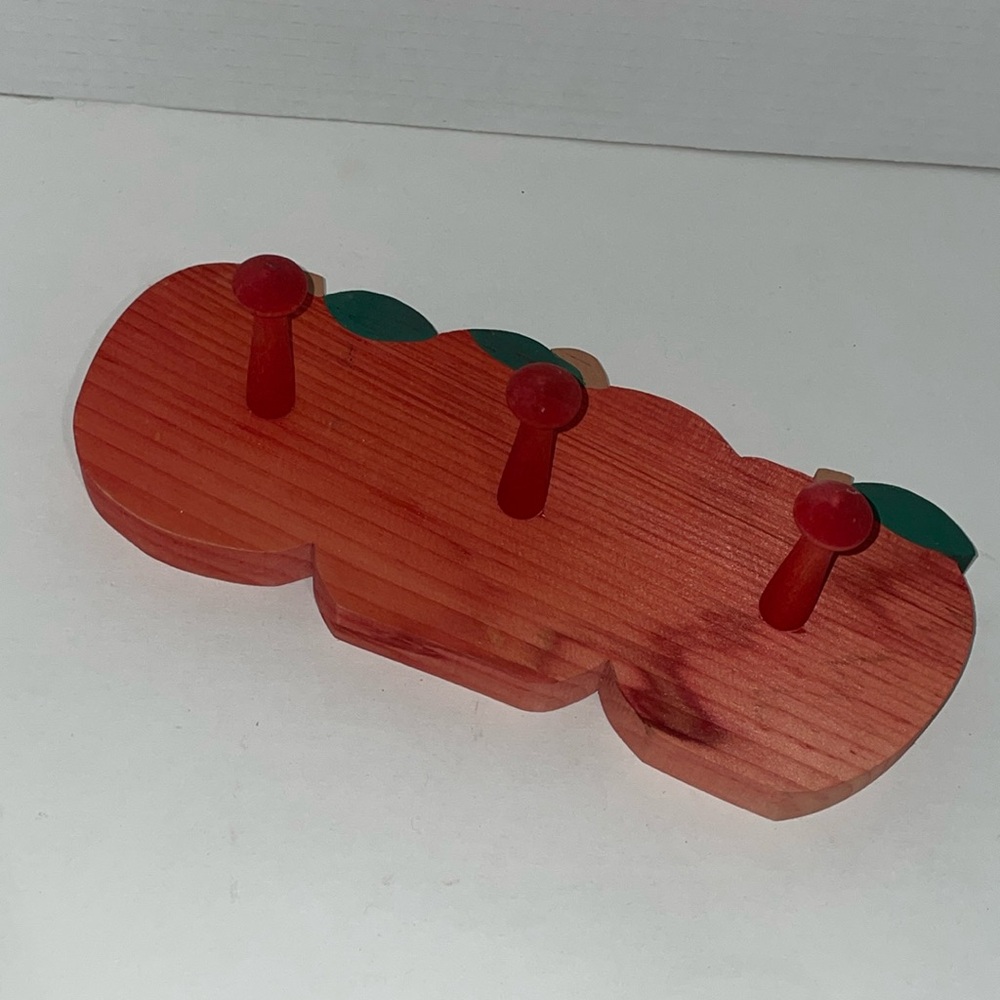 Coat Hooks Apple Wall Hook Hanger Wood Decor Handcrafted 10”